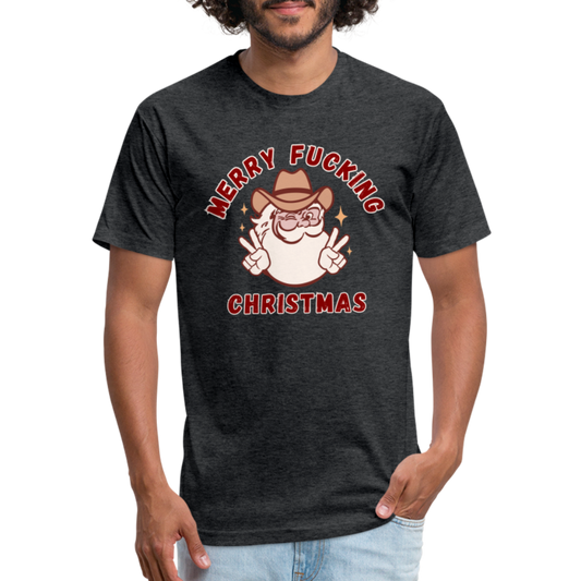 MERRY F*CKING CHRISTMAS Fitted Cotton/Poly T-Shirt by Next Level - heather black
