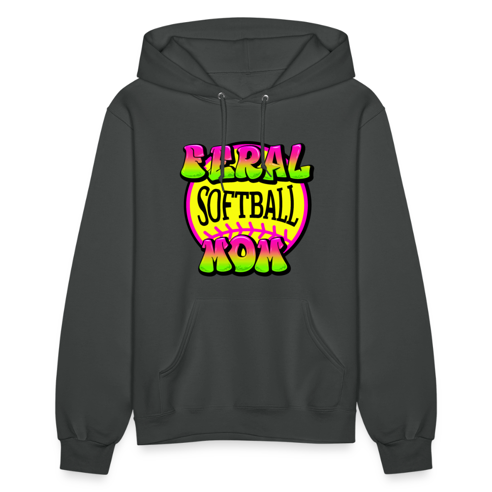 FERAL SOFTBALL MOM Women's Hoodie - asphalt