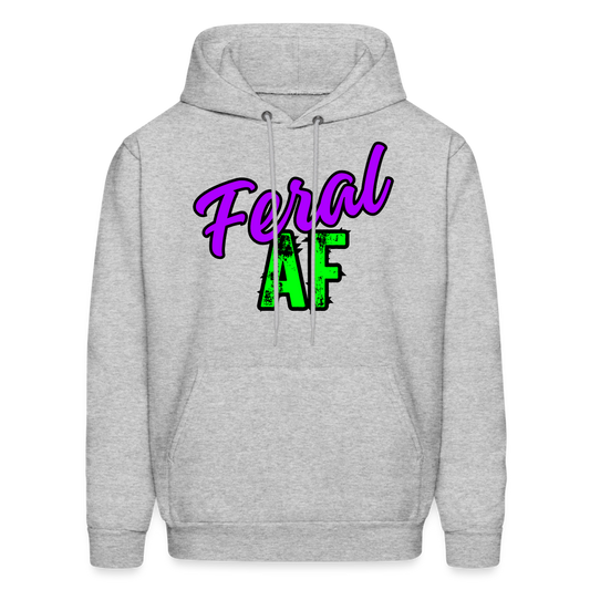 Unisex Purple/Green Feral AF Hoodie - heather gray