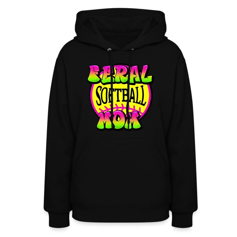 FERAL SOFTBALL MOM Women's Hoodie - black