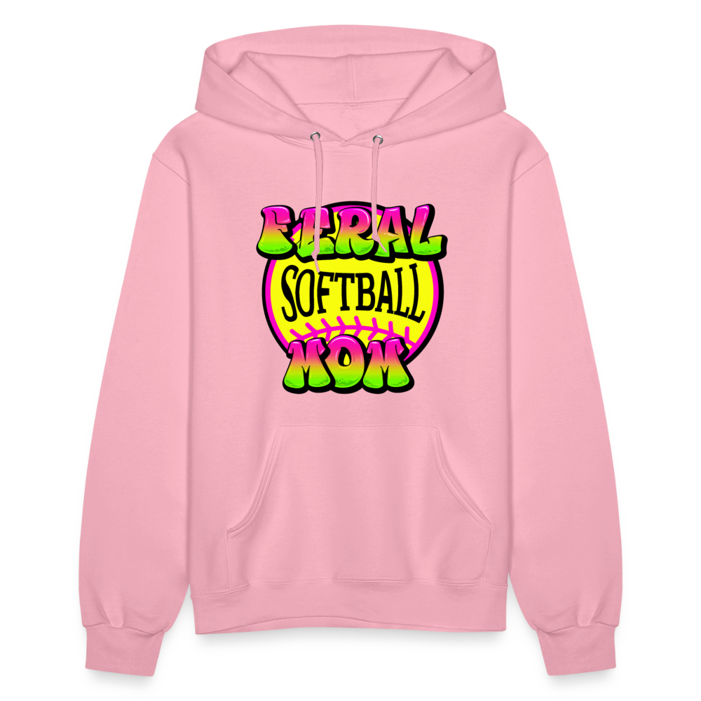 FERAL SOFTBALL MOM Women's Hoodie - classic pink