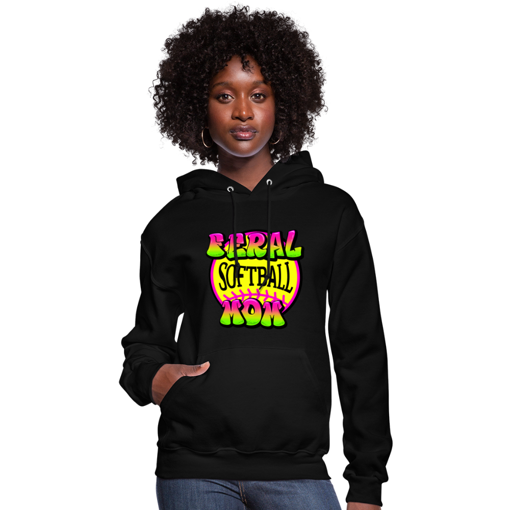 FERAL SOFTBALL MOM Women's Hoodie - black