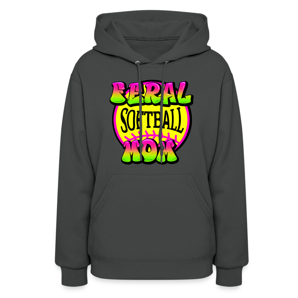 FERAL SOFTBALL MOM Women's Hoodie - asphalt