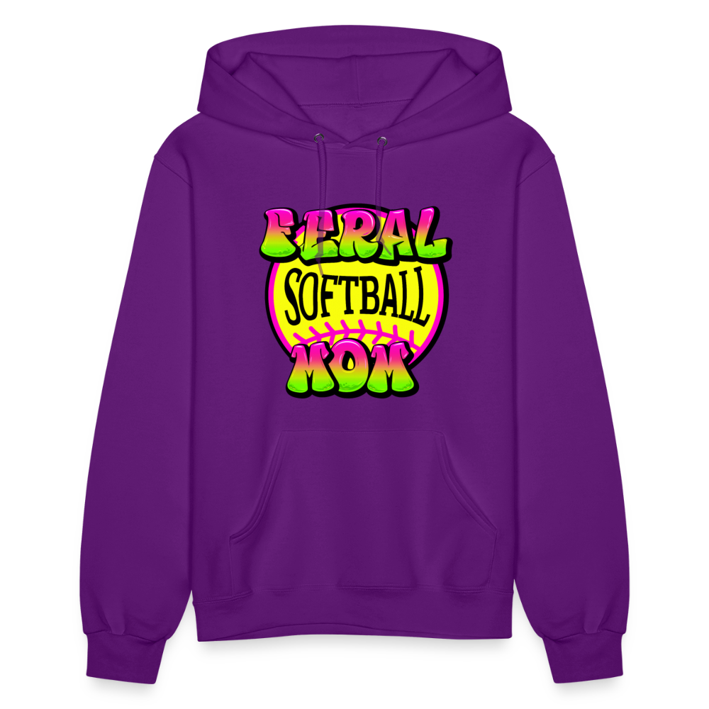FERAL SOFTBALL MOM Women's Hoodie - purple