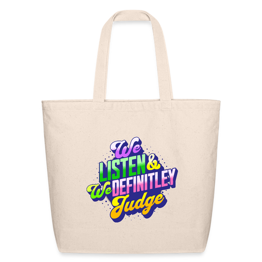 LISTEN & JUDGE Eco-Friendly Cotton Tote - natural