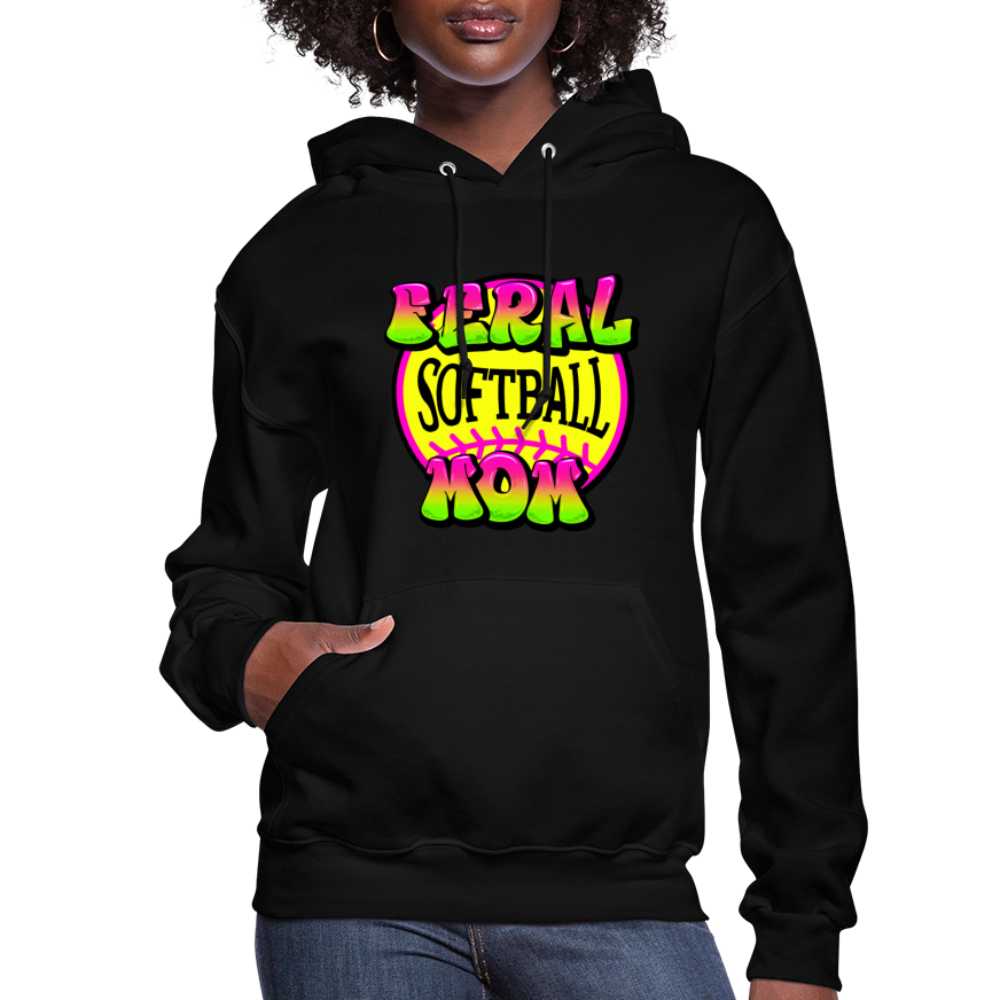 FERAL SOFTBALL MOM Women's Hoodie - black