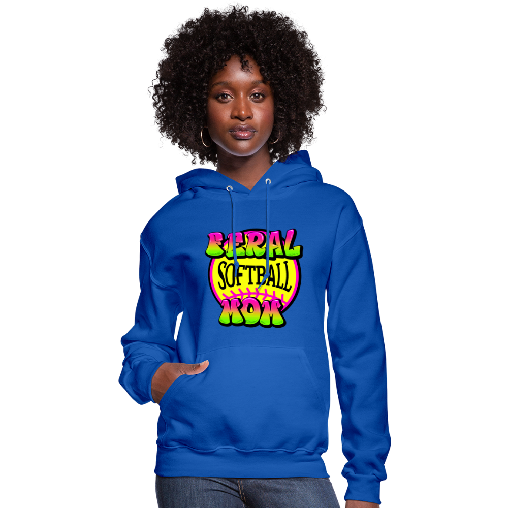 FERAL SOFTBALL MOM Women's Hoodie - royal blue