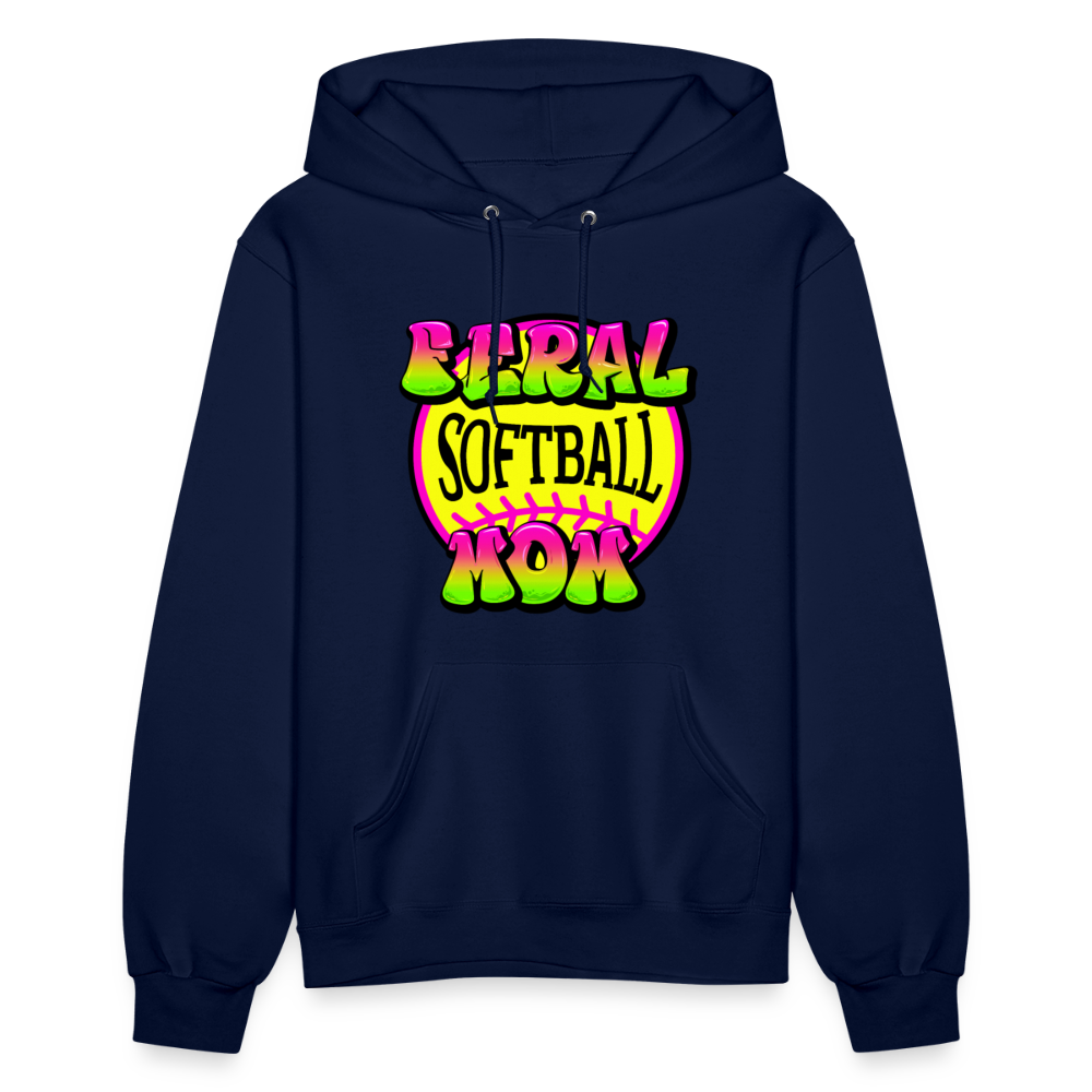 FERAL SOFTBALL MOM Women's Hoodie - navy