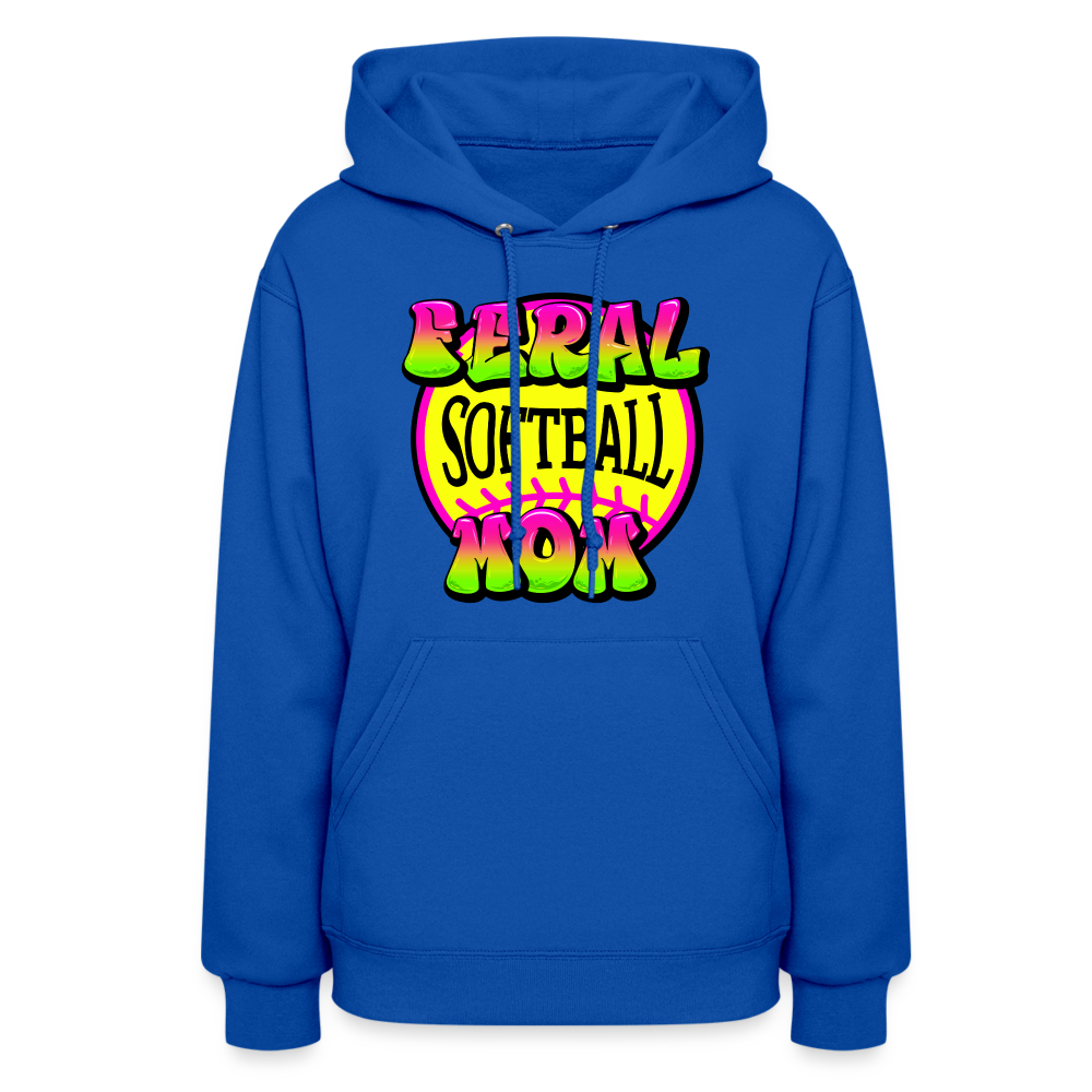 FERAL SOFTBALL MOM Women's Hoodie - royal blue