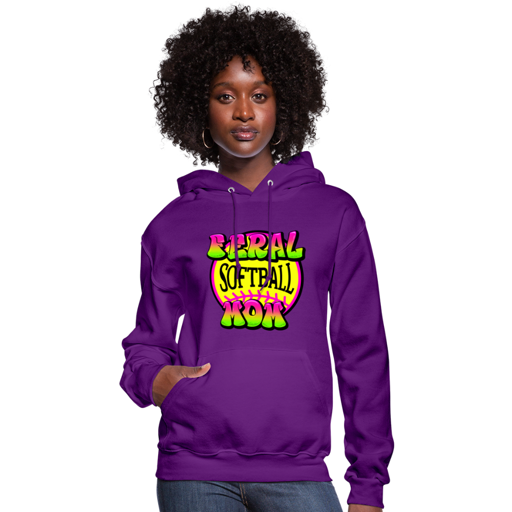 FERAL SOFTBALL MOM Women's Hoodie - purple