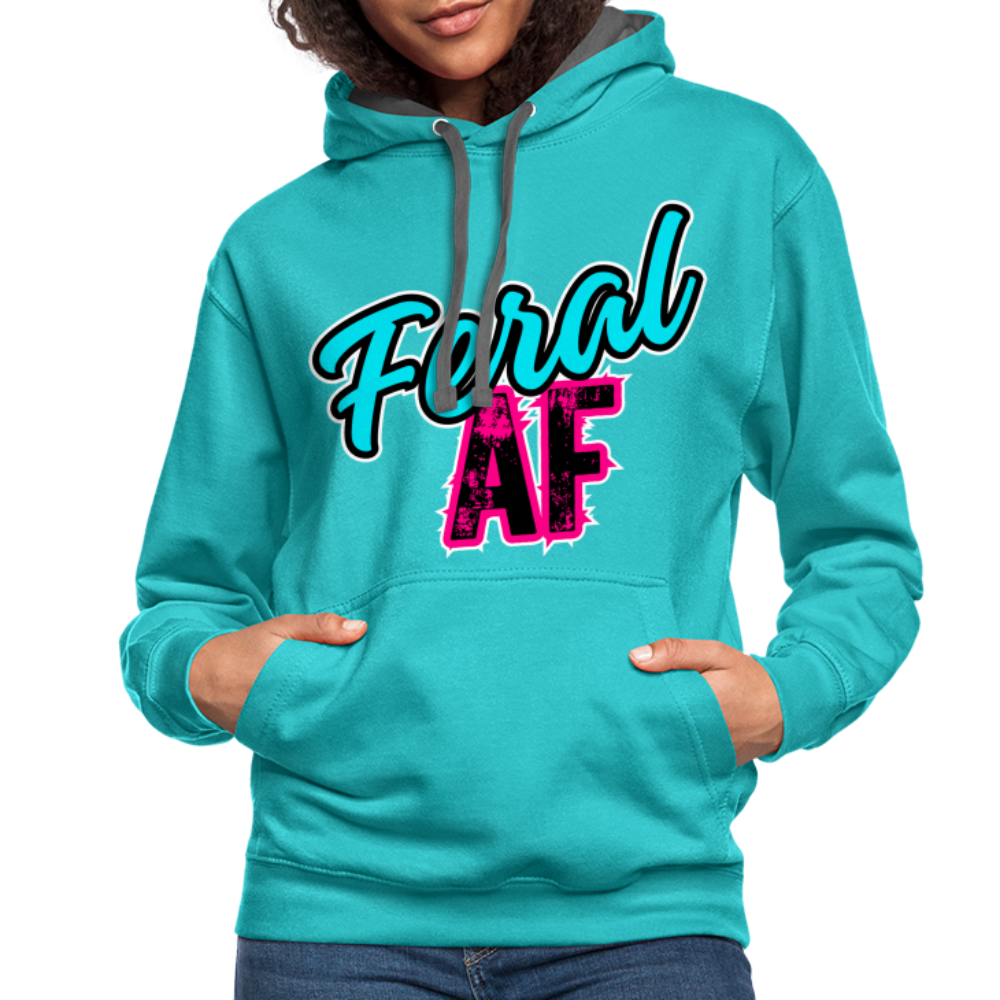 FERAL AF Contrast Hoodie - scuba blue/asphalt