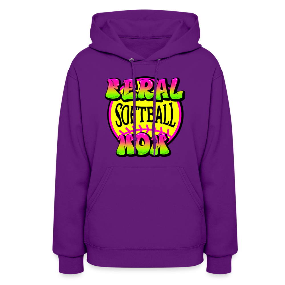 FERAL SOFTBALL MOM Women's Hoodie - purple