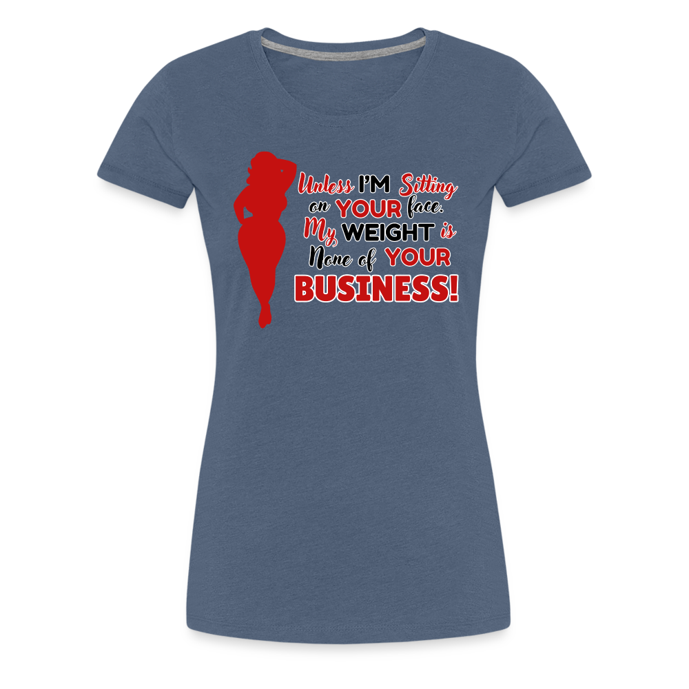 BENNETT PEACH "SITTING ON YOUR FACE" Women’s Premium T-Shirt - heather blue