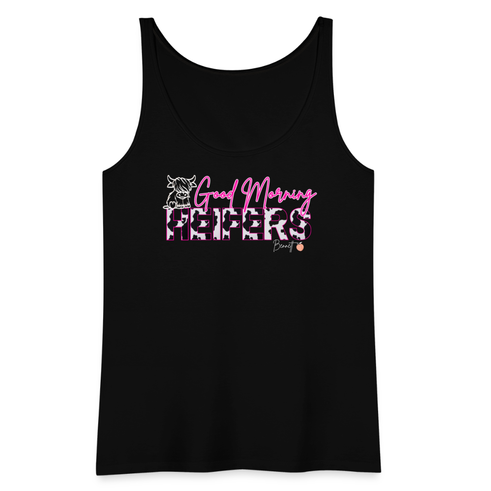 BENNETT PEACH "GOOD MORNING HEIFFERS" Women's Cropped T-Shirt Women’s Premium Tank Top - black