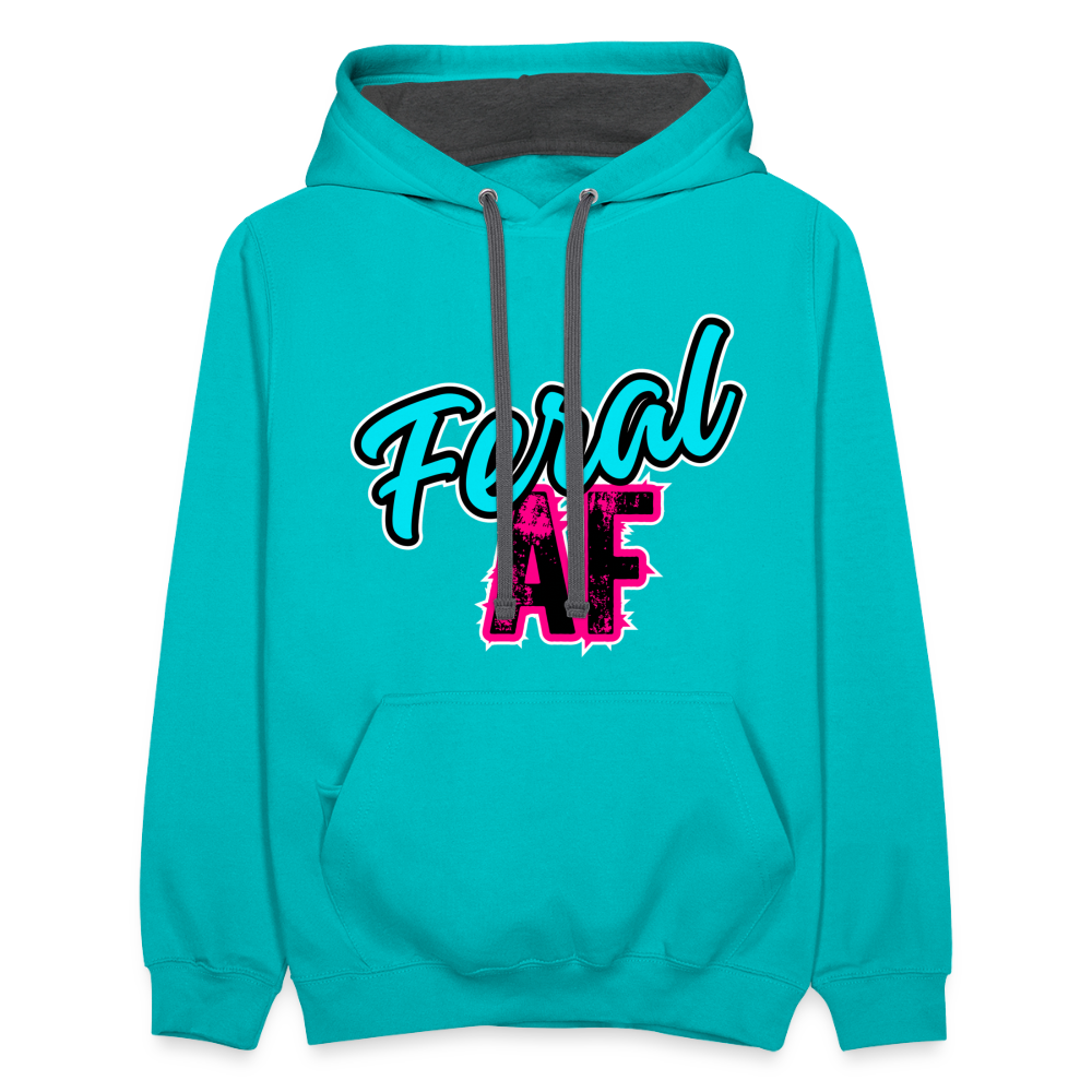 FERAL AF Contrast Hoodie - scuba blue/asphalt