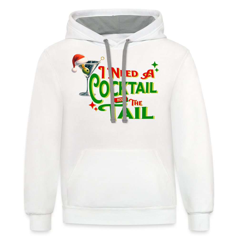 BENNETT PEACH NEED A COCKTAIL Contrast Hoodie - white/gray