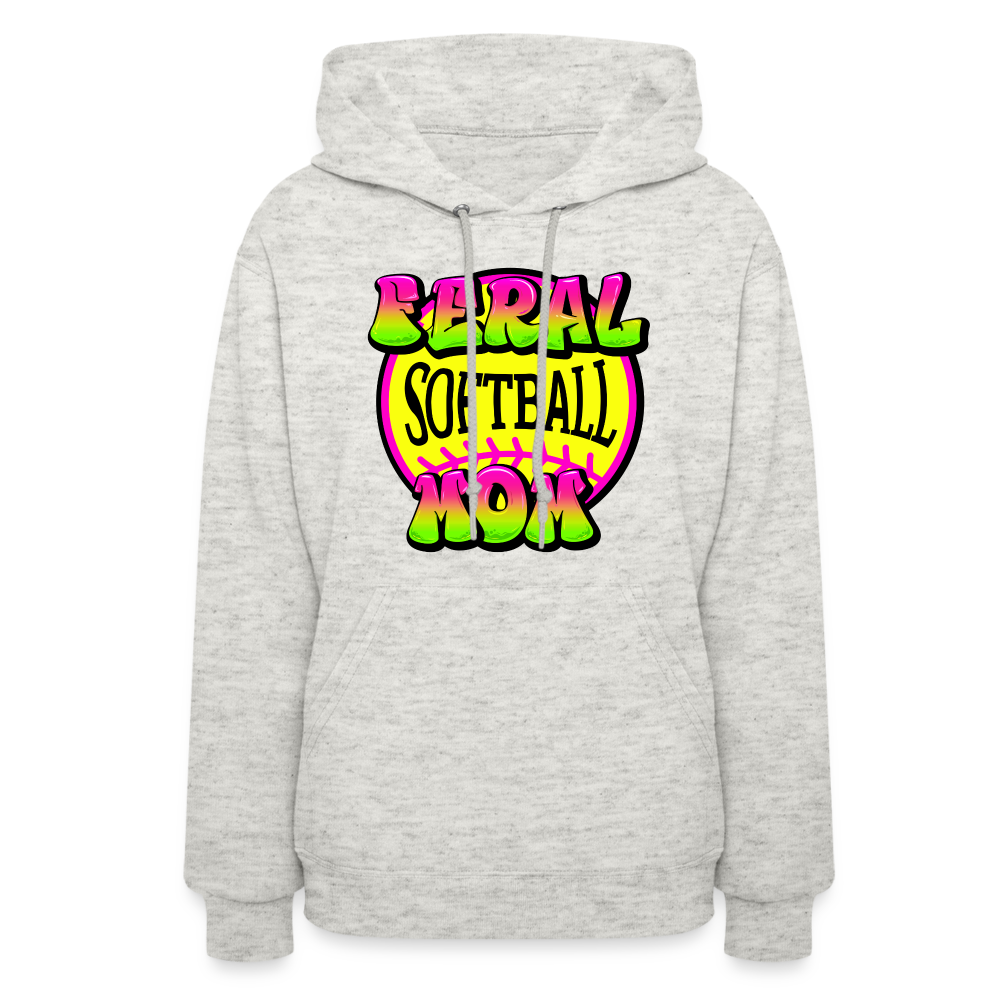 FERAL SOFTBALL MOM Women's Hoodie - heather oatmeal