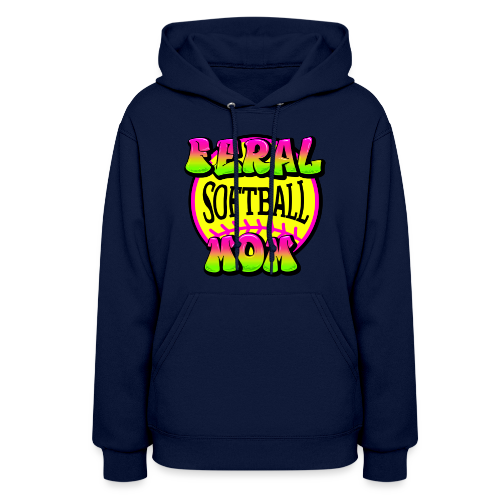 FERAL SOFTBALL MOM Women's Hoodie - navy