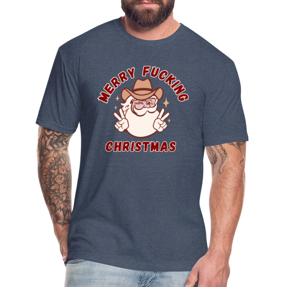 MERRY F*CKING CHRISTMAS Fitted Cotton/Poly T-Shirt by Next Level - heather navy
