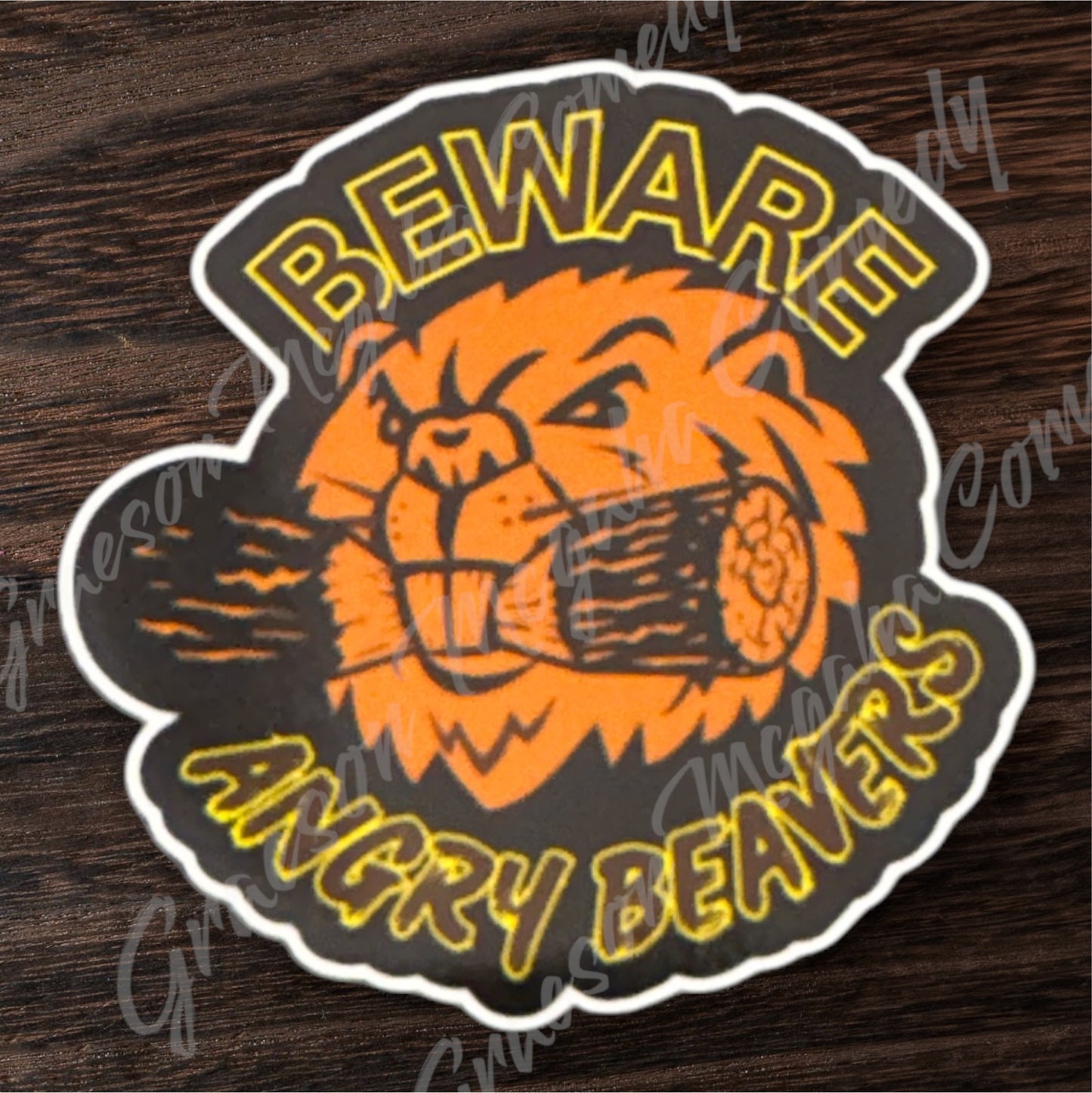 Angry Beaver Sticker 3x3in #48