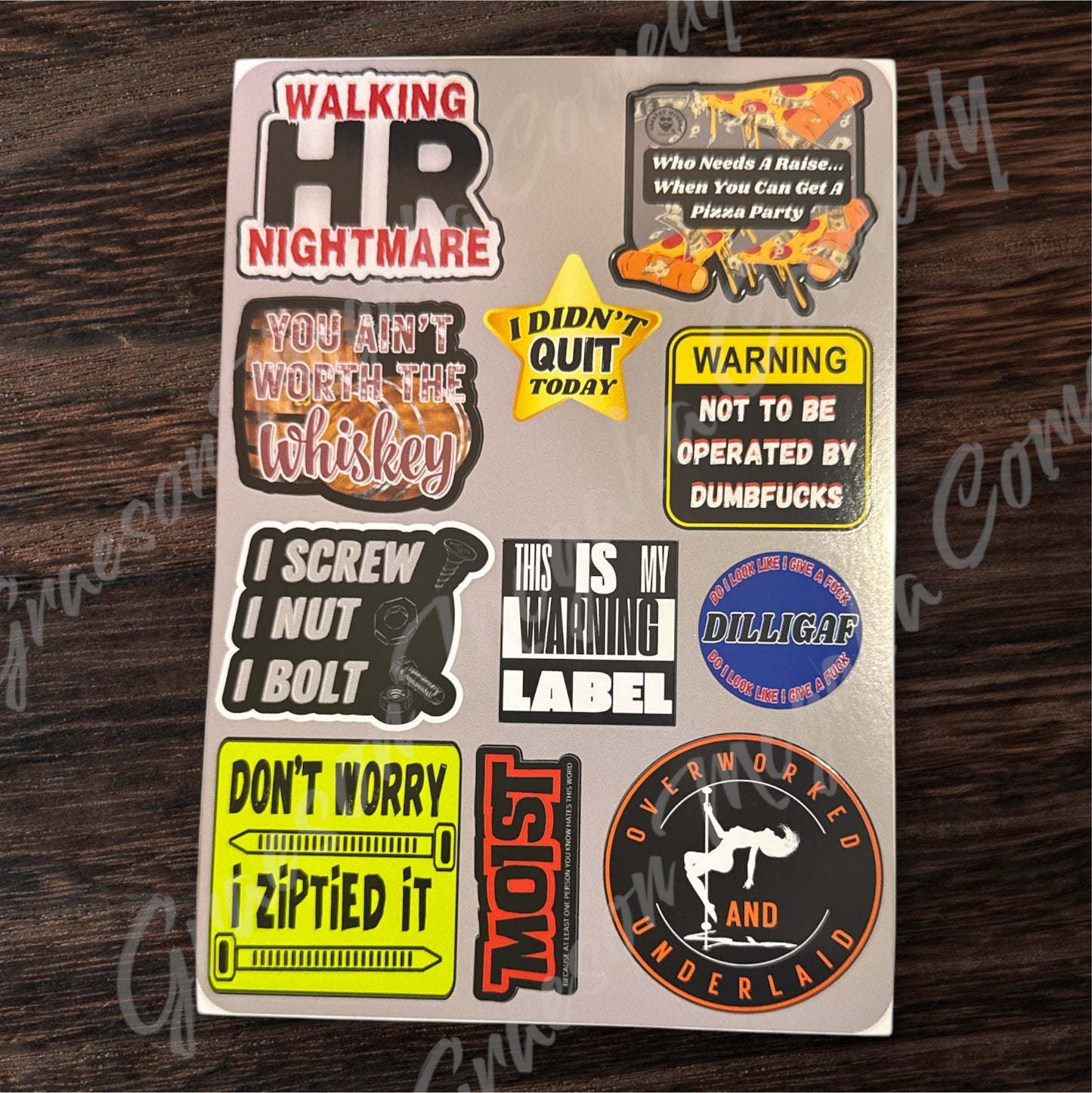 5x7 Grey Sticker Sheet with 11 Minis