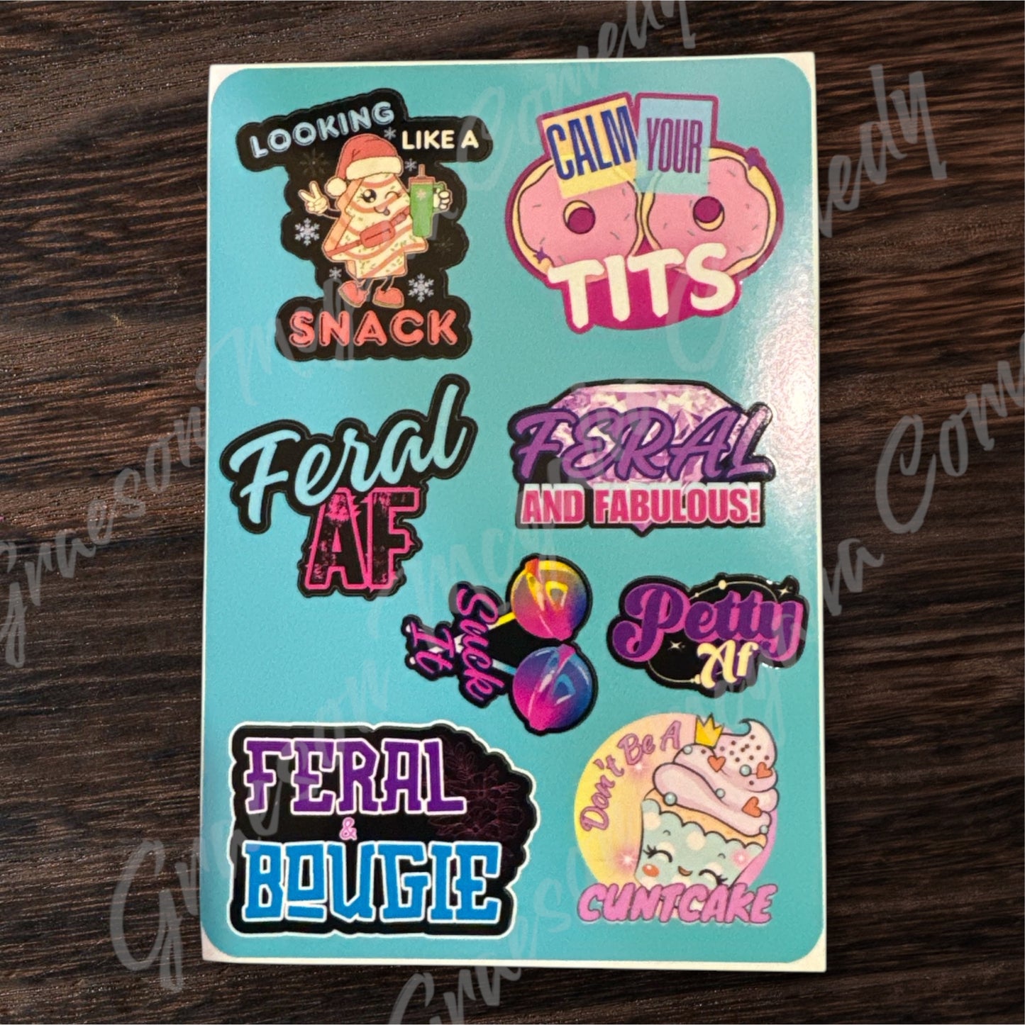 5x7 Blue Sticker Sheet with 8 Minis