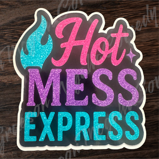 "Hot Mess Express" 3.1 x 3.5 inch Vinyl Sticker