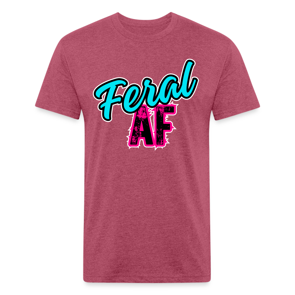 FERAL AF Fitted Cotton/Poly T-Shirt by Next Level - heather burgundy