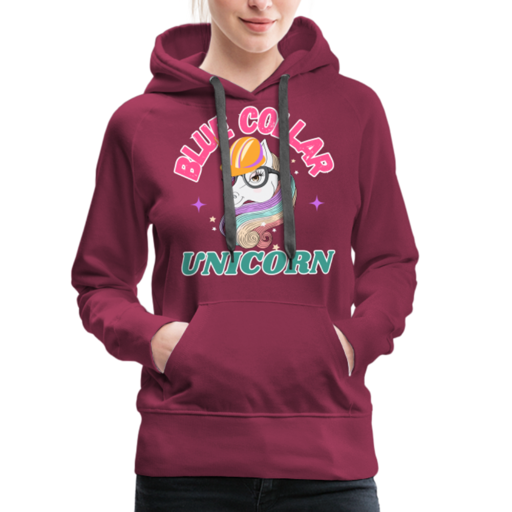 BLUE COLLAR UNICORN Women’s Premium Hoodie - burgundy