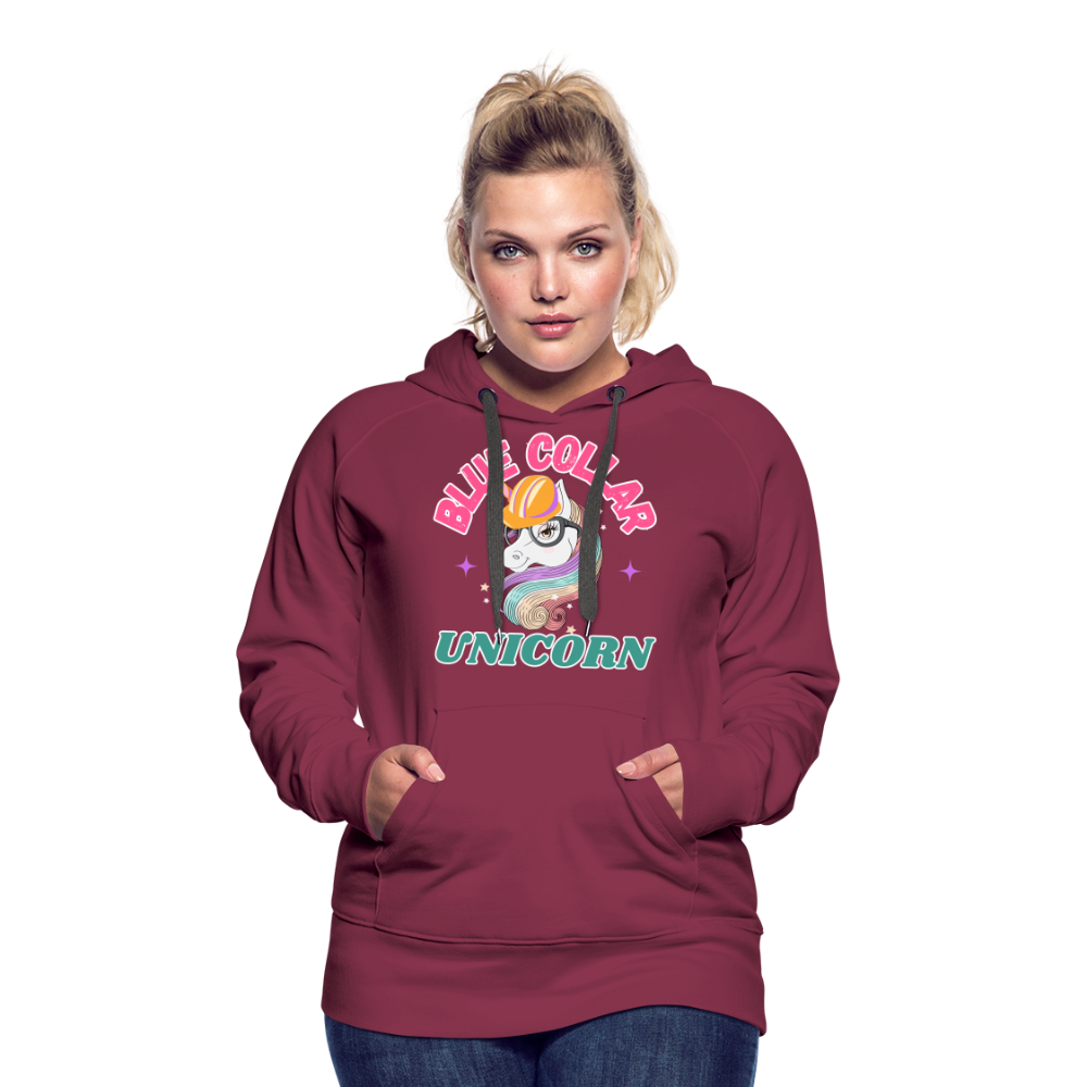 BLUE COLLAR UNICORN Women’s Premium Hoodie - burgundy