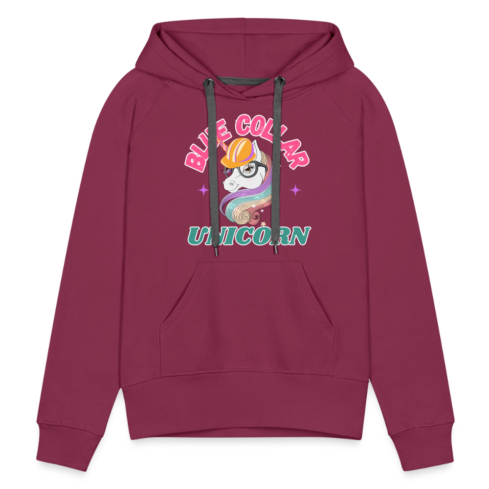 BLUE COLLAR UNICORN Women’s Premium Hoodie - burgundy