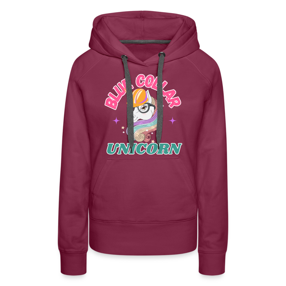 BLUE COLLAR UNICORN Women’s Premium Hoodie - burgundy