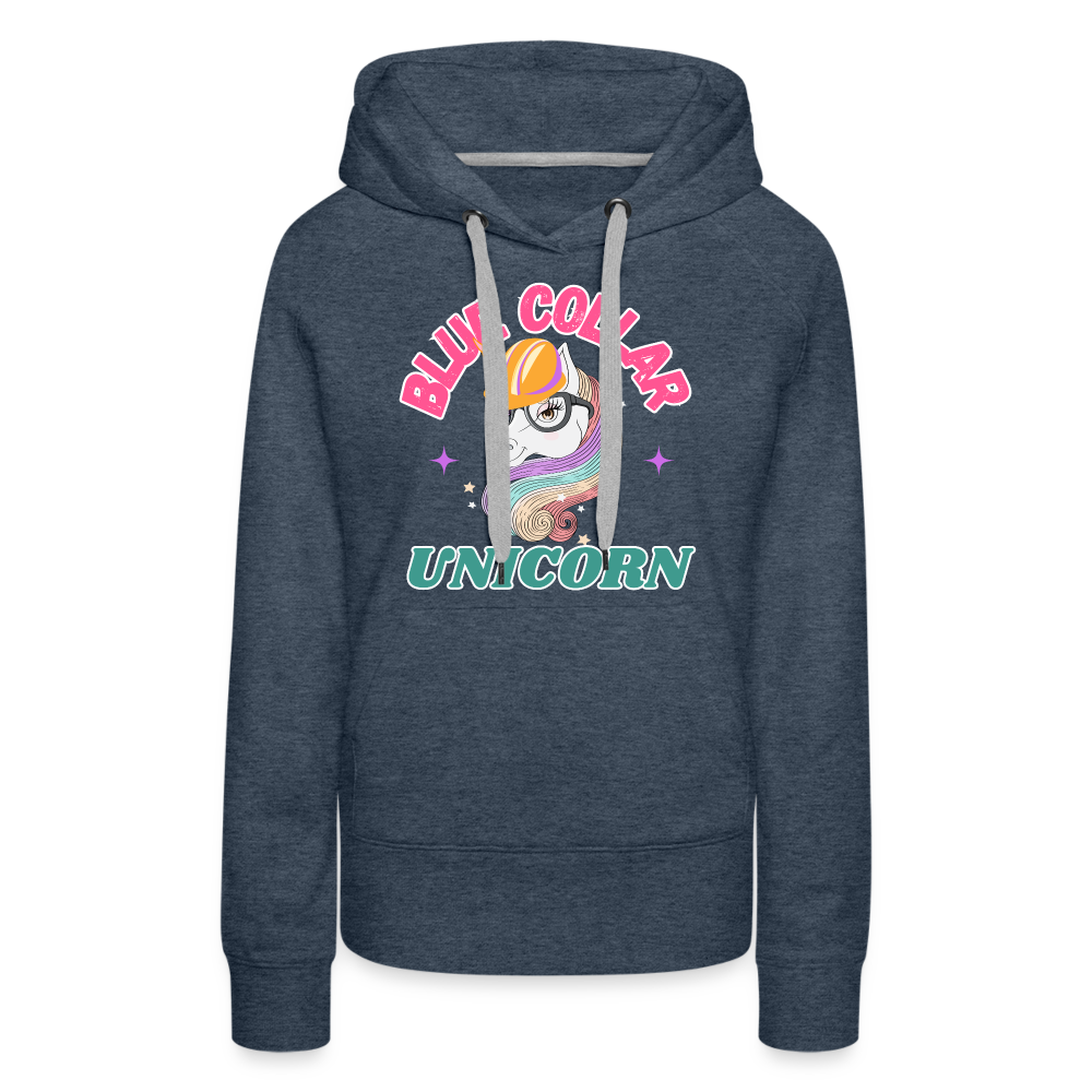 BLUE COLLAR UNICORN Women’s Premium Hoodie - heather denim