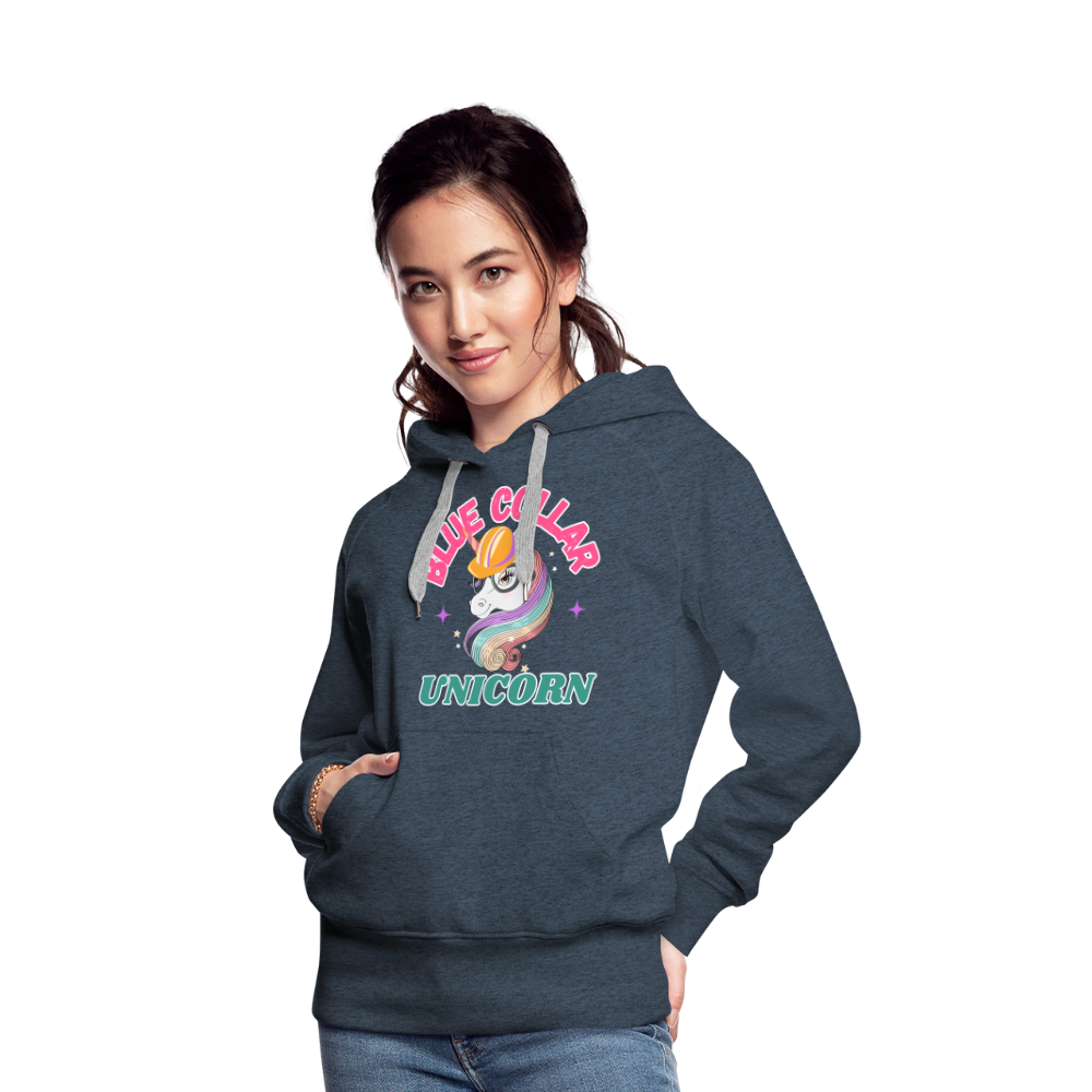 BLUE COLLAR UNICORN Women’s Premium Hoodie - heather denim