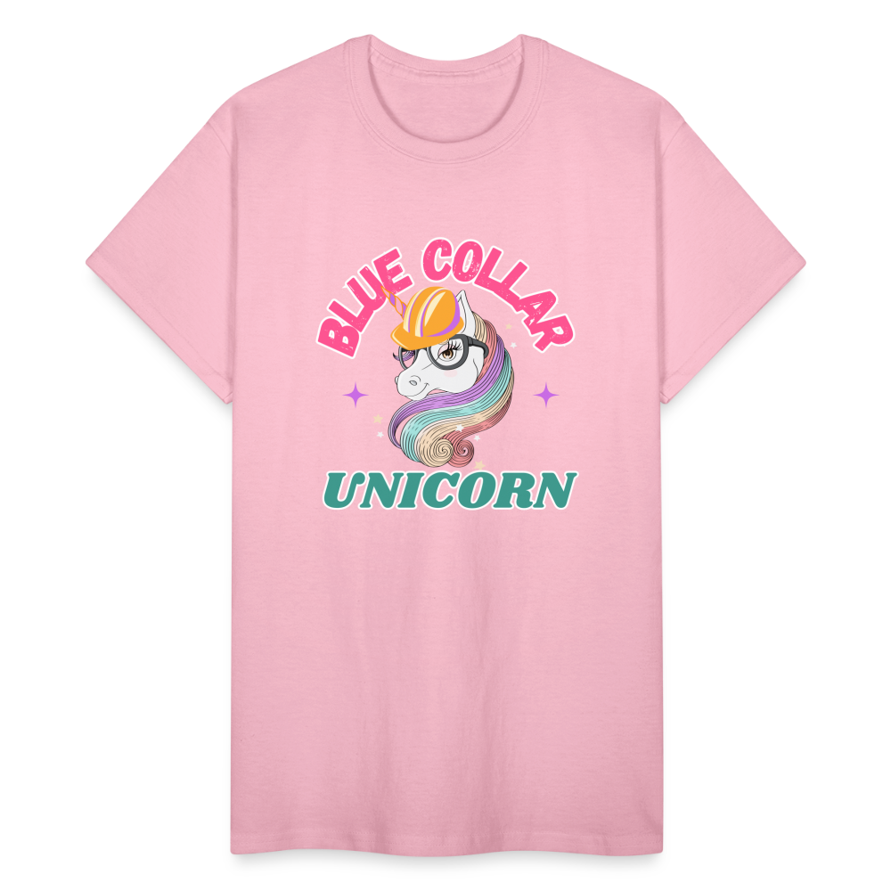 BLUE COLLAR UNICORN Gildan Ultra Cotton Adult T-Shirt - light pink