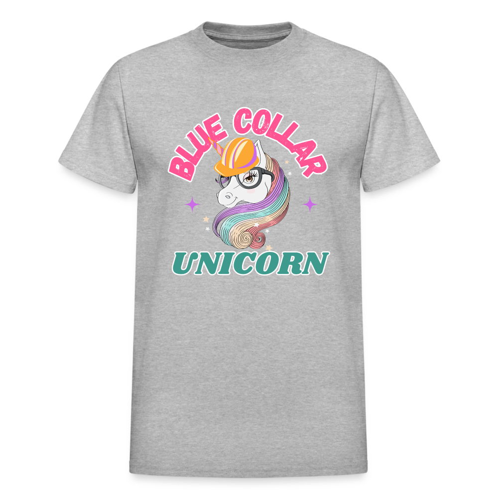 BLUE COLLAR UNICORN Gildan Ultra Cotton Adult T-Shirt - heather gray