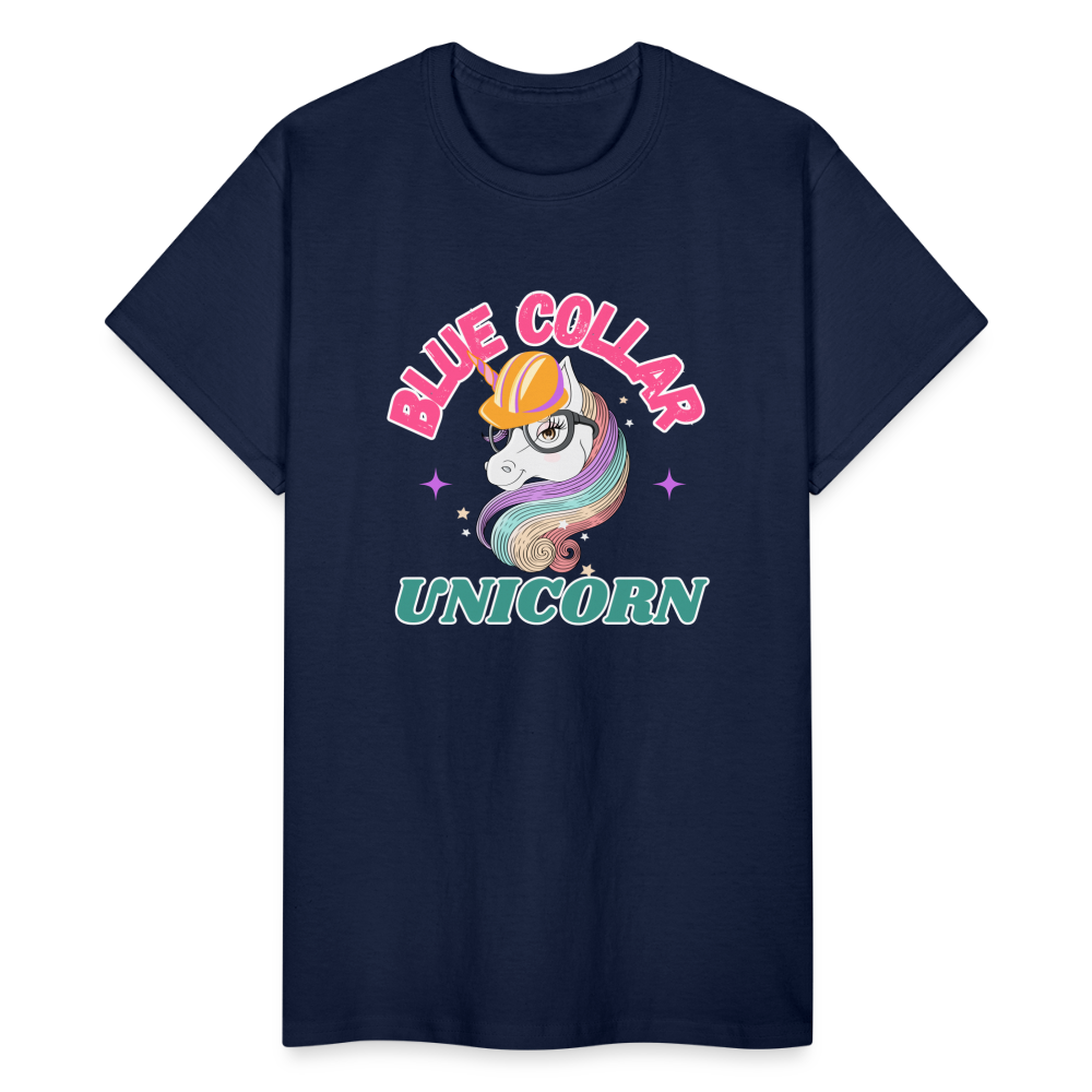 BLUE COLLAR UNICORN Gildan Ultra Cotton Adult T-Shirt - navy