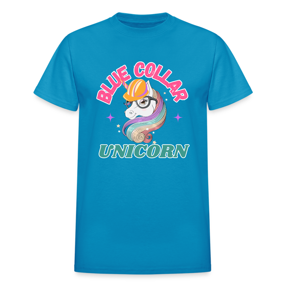BLUE COLLAR UNICORN Gildan Ultra Cotton Adult T-Shirt - turquoise