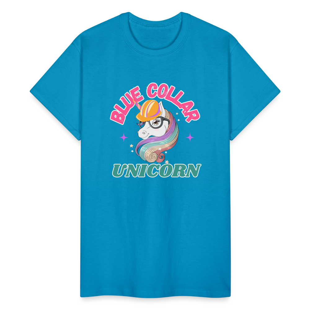 BLUE COLLAR UNICORN Gildan Ultra Cotton Adult T-Shirt - turquoise