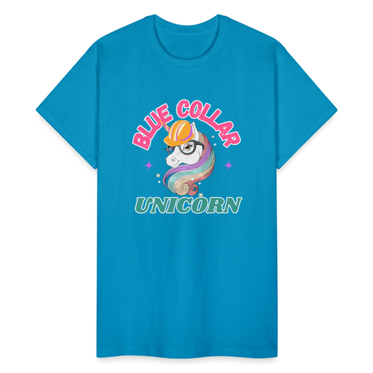 BLUE COLLAR UNICORN Gildan Ultra Cotton Adult T-Shirt - turquoise
