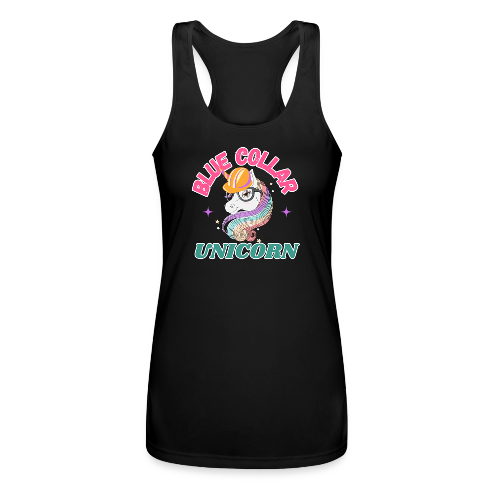 BLUE COLLAR UNICORN Women’s Performance Racerback Tank Top - black