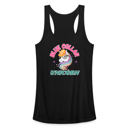 BLUE COLLAR UNICORN Women’s Performance Racerback Tank Top - black