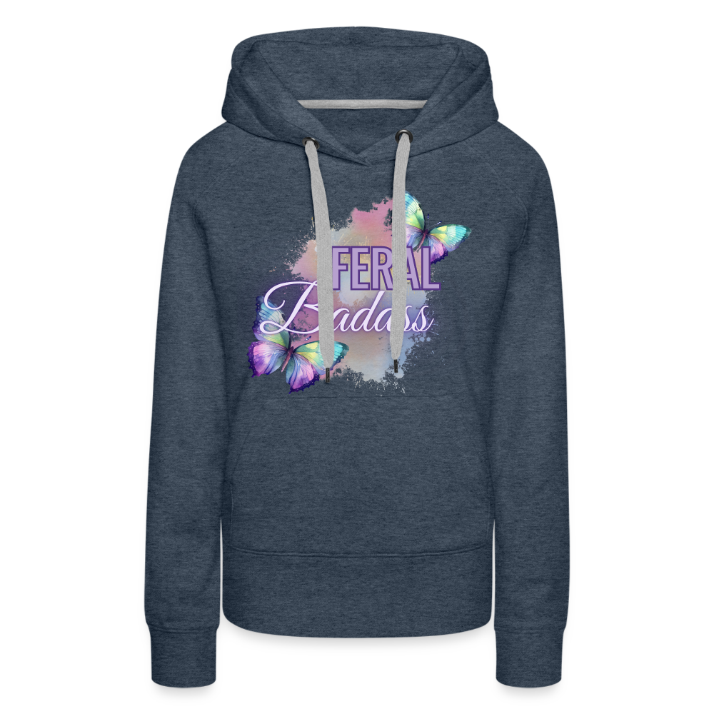Feral Badass Women’s Premium Hoodie - heather denim