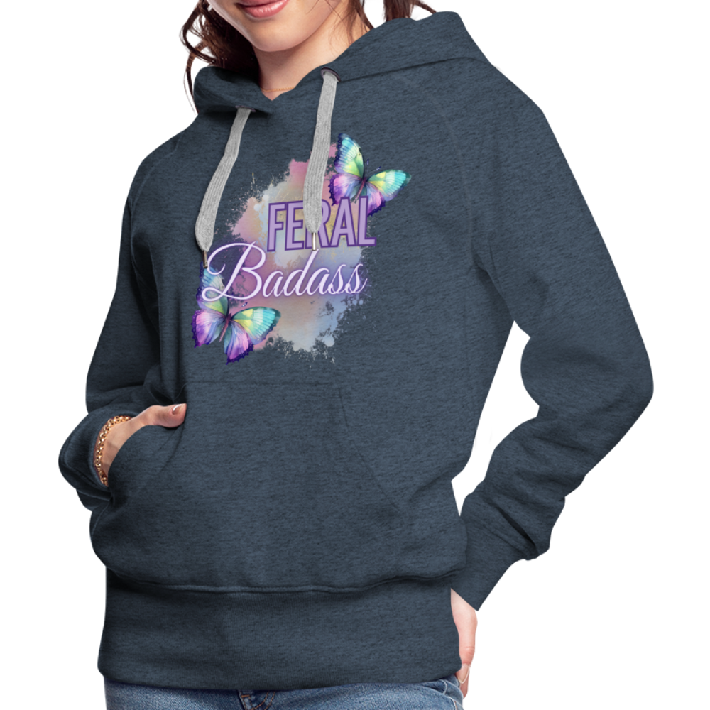 Feral Badass Women’s Premium Hoodie - heather denim