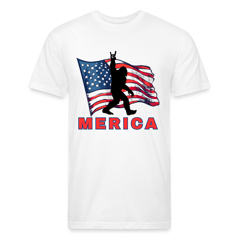 Merica Fitted Cotton/Poly T-Shirt by Next Level - white