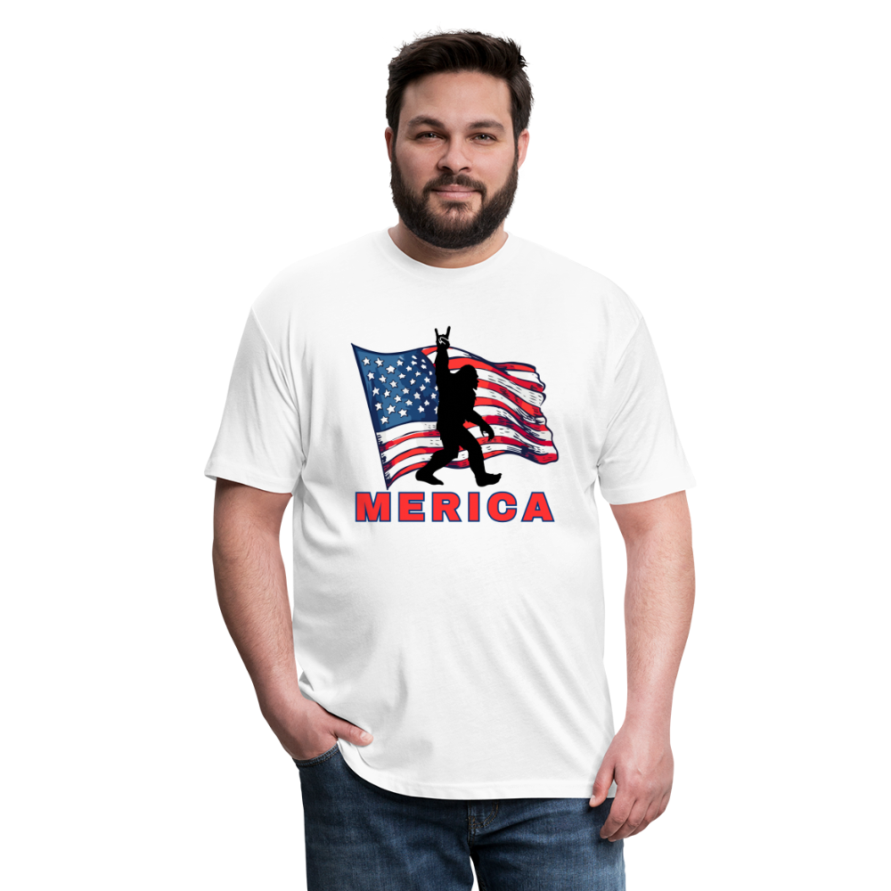 Merica Fitted Cotton/Poly T-Shirt by Next Level - white