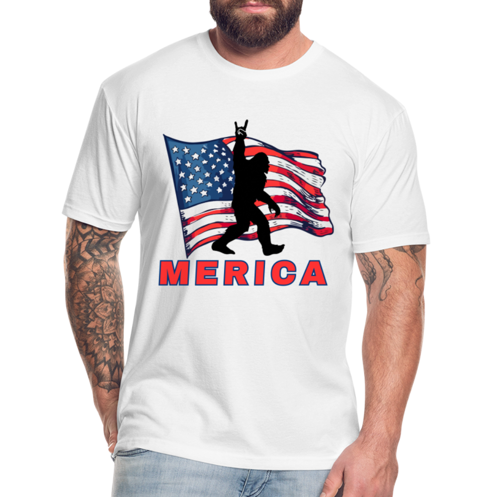 Merica Fitted Cotton/Poly T-Shirt by Next Level - white