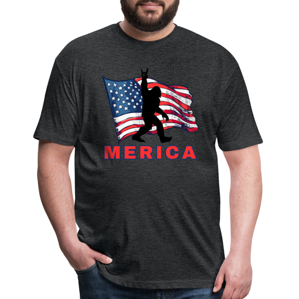 Merica Fitted Cotton/Poly T-Shirt by Next Level - heather black