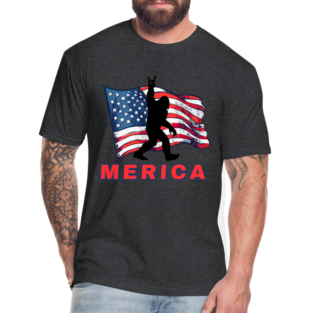 Merica Fitted Cotton/Poly T-Shirt by Next Level - heather black