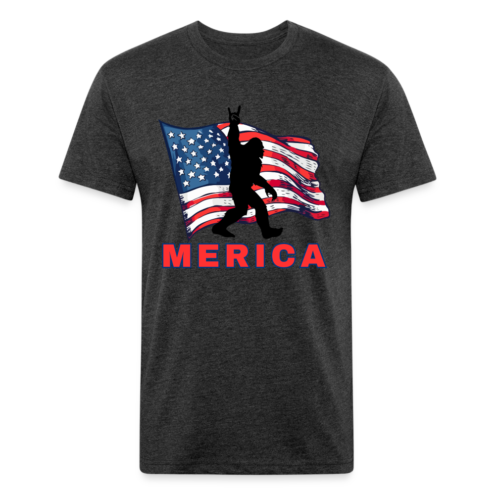 Merica Fitted Cotton/Poly T-Shirt by Next Level - heather black